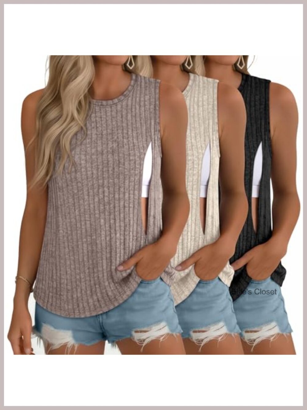 3 Pack Women's Nursing Tank Tops with Hidden Zipper, Maternity & Postpartum,